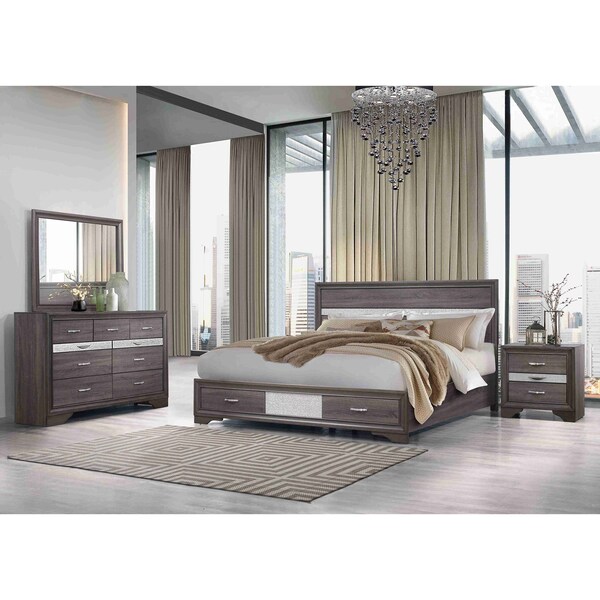 Global Furniture Usa Traditional Glam Melamine Seville Grey Full Bed Group 2887 - main